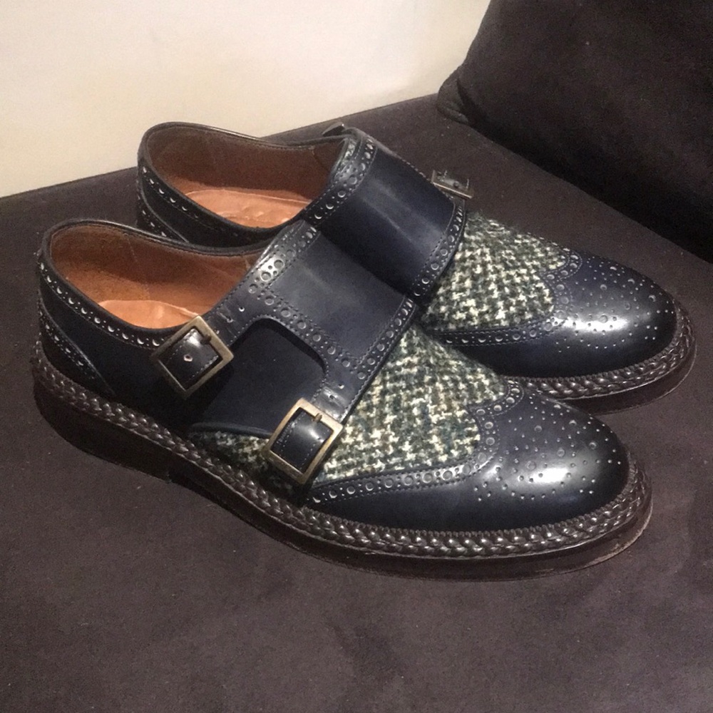 Etro monk strap tweed Oxfords